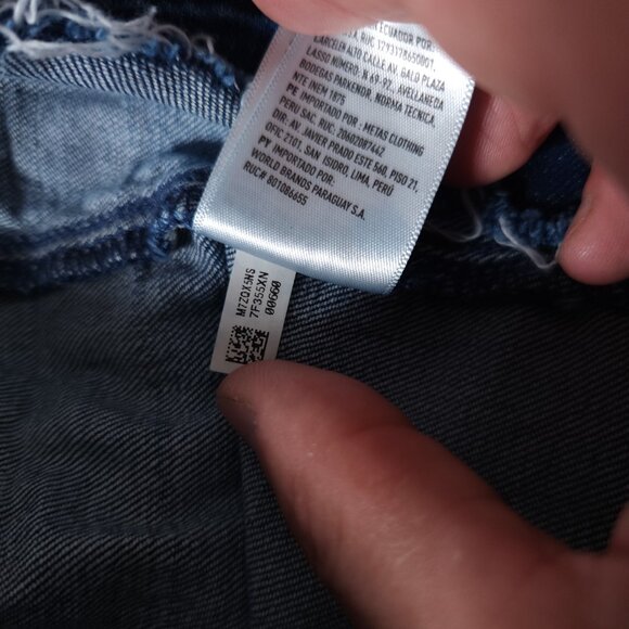 American Eagle Denim Jean Bib Skirt Dress Large Pockets Skirtall Overall Raw Hem - Picture 9 of 15